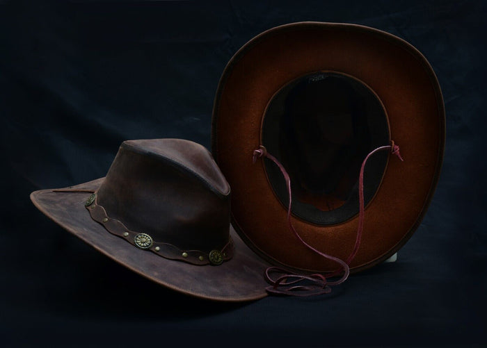 brown Deadwood Leather Western Cowboy Hat