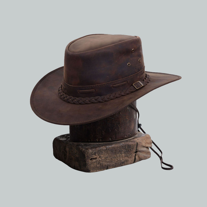 Brown Leather Western Hat For Men Rustic Style
