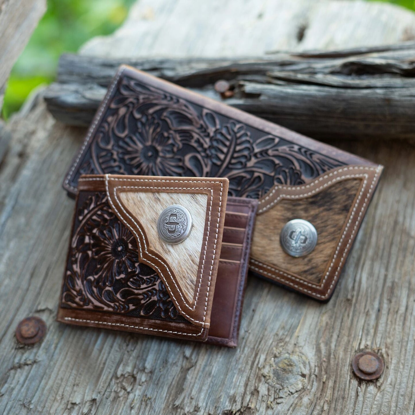Hair-On-Hide Concho Bi-Fold Wallet