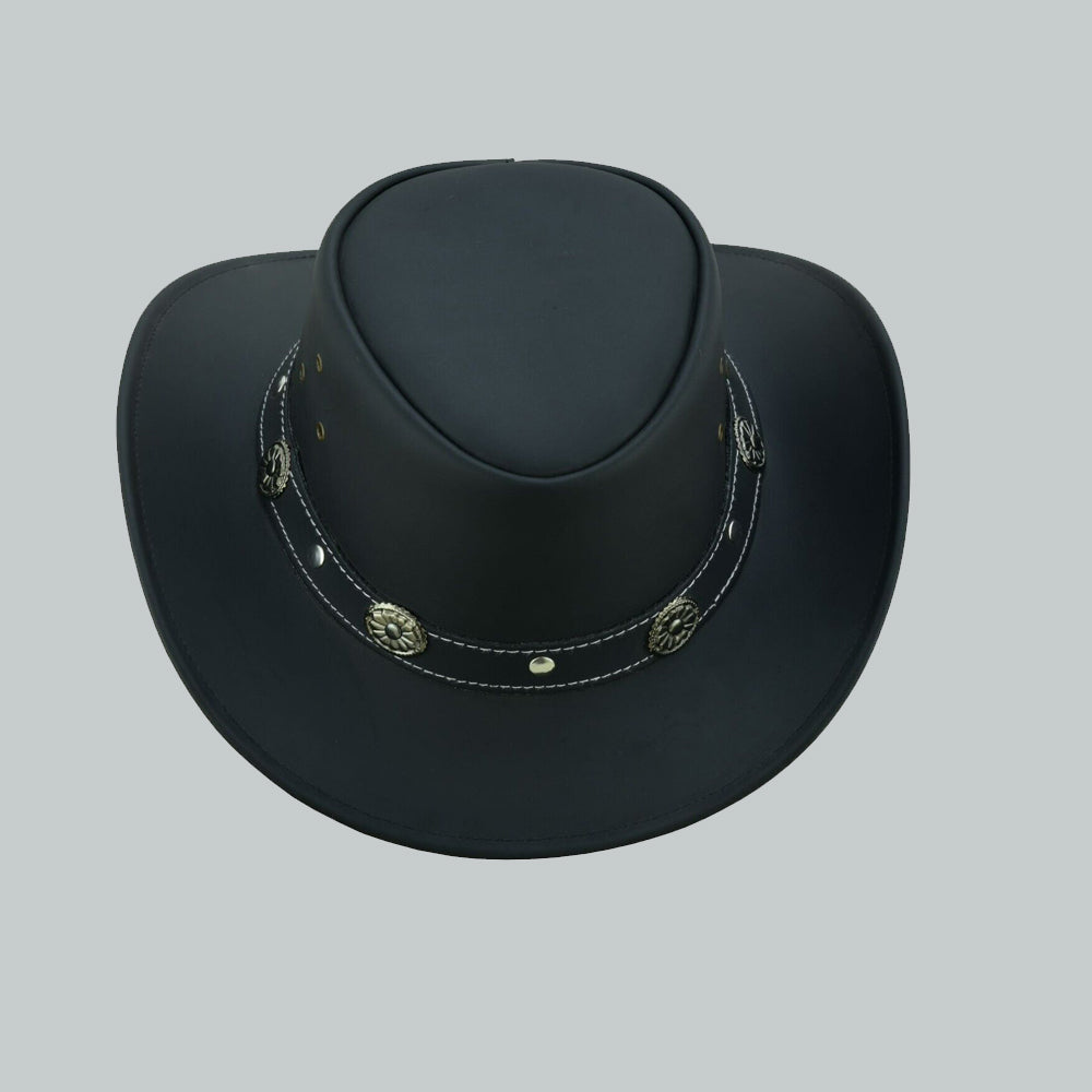 stylish black capri western leather hat 