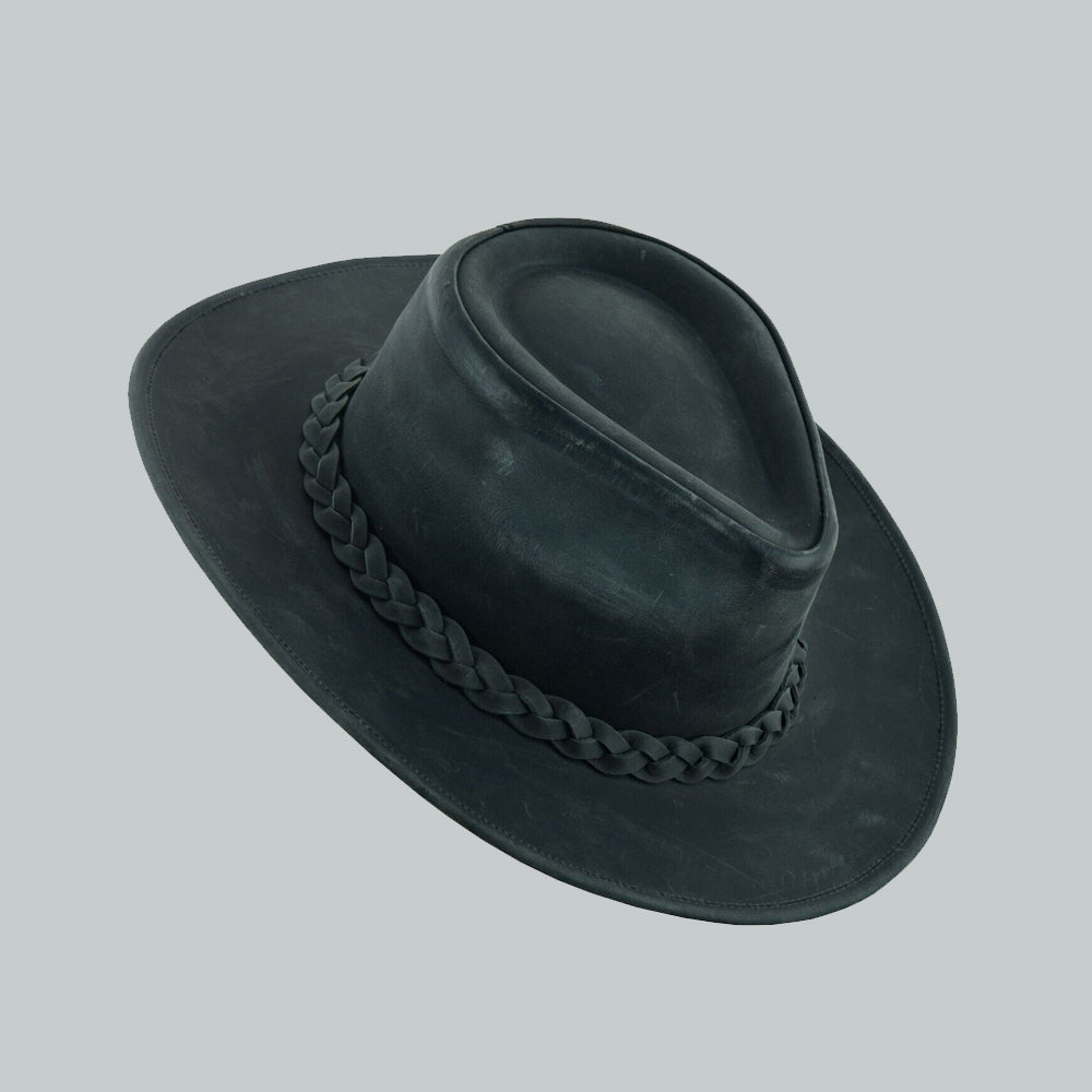 Thunder Leather Western Cowboy Hat black