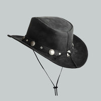 black bullring style leather hat for men