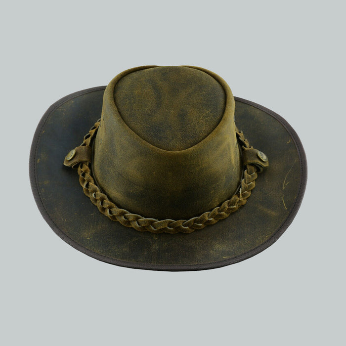 Brown Safari Leather Outback Traveler Hat