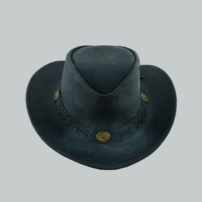 Black colour Vintage Sahara Style man Leather Hats