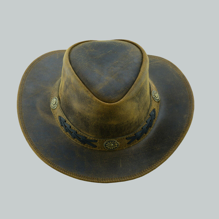 bottom of Vintage Sahara Style Leather Hats
