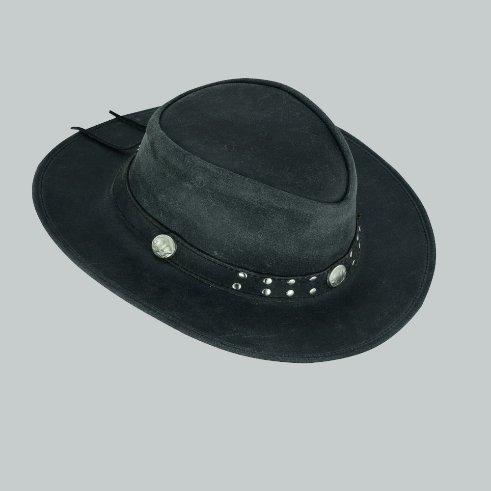 black design stylish leather cowboy hats