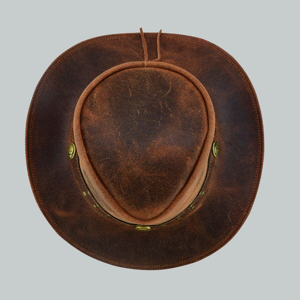 top of Stylish Leather Hat