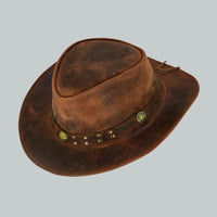 brown leather cowboy hats