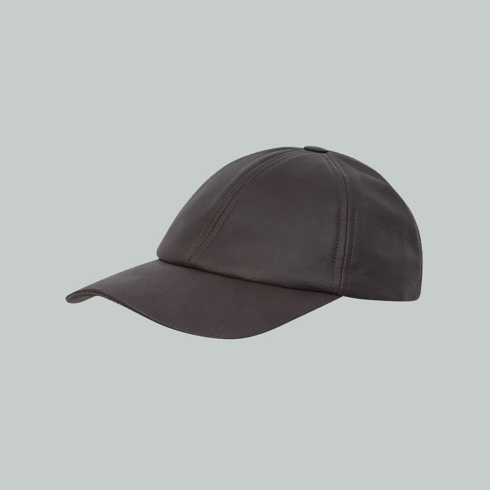 Unisex Baseball Casual Plain Brown Leather Cap