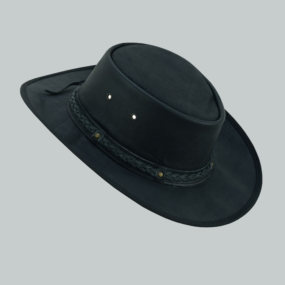 Womens Leather Crushable Outback Hat