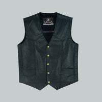 real leather classic snap vest