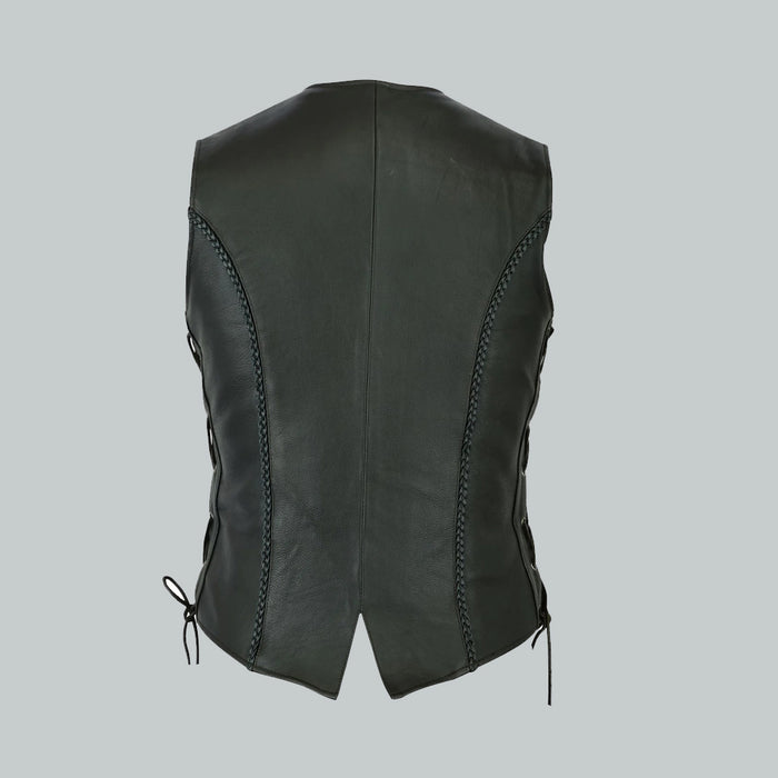 Women’s Side Lace Braided Leather Vest