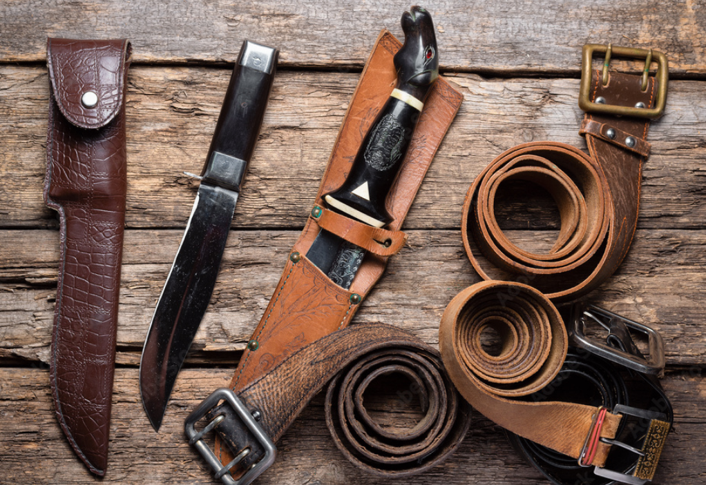 leather knife case and belts