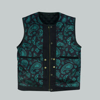 blue green stylish a leather vest