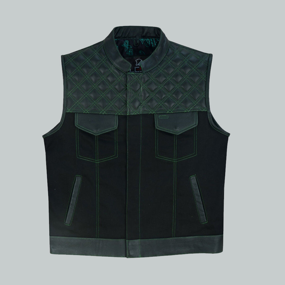 sleeve less black leather vest